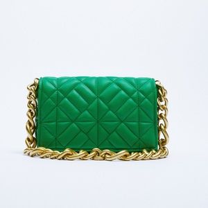 Green quilted shoulder bag